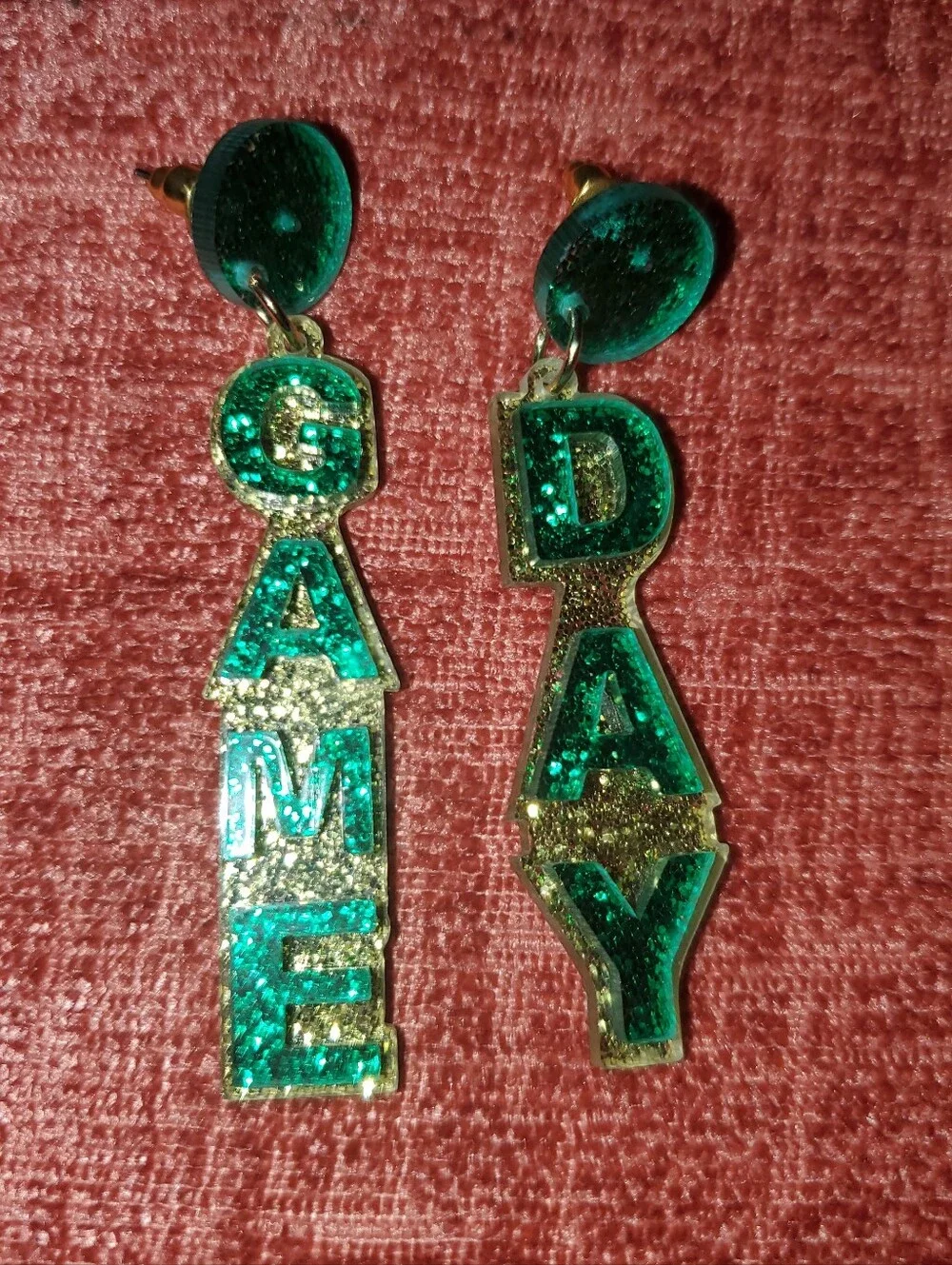 **SALE** GAMEDAY Green & Gold Earrings